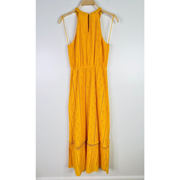 Skies Are‎ Blue Size XS Karlie Halter Lace Eyelet Sleeveless Maxi Dress Yellow - Picture 2 of 10